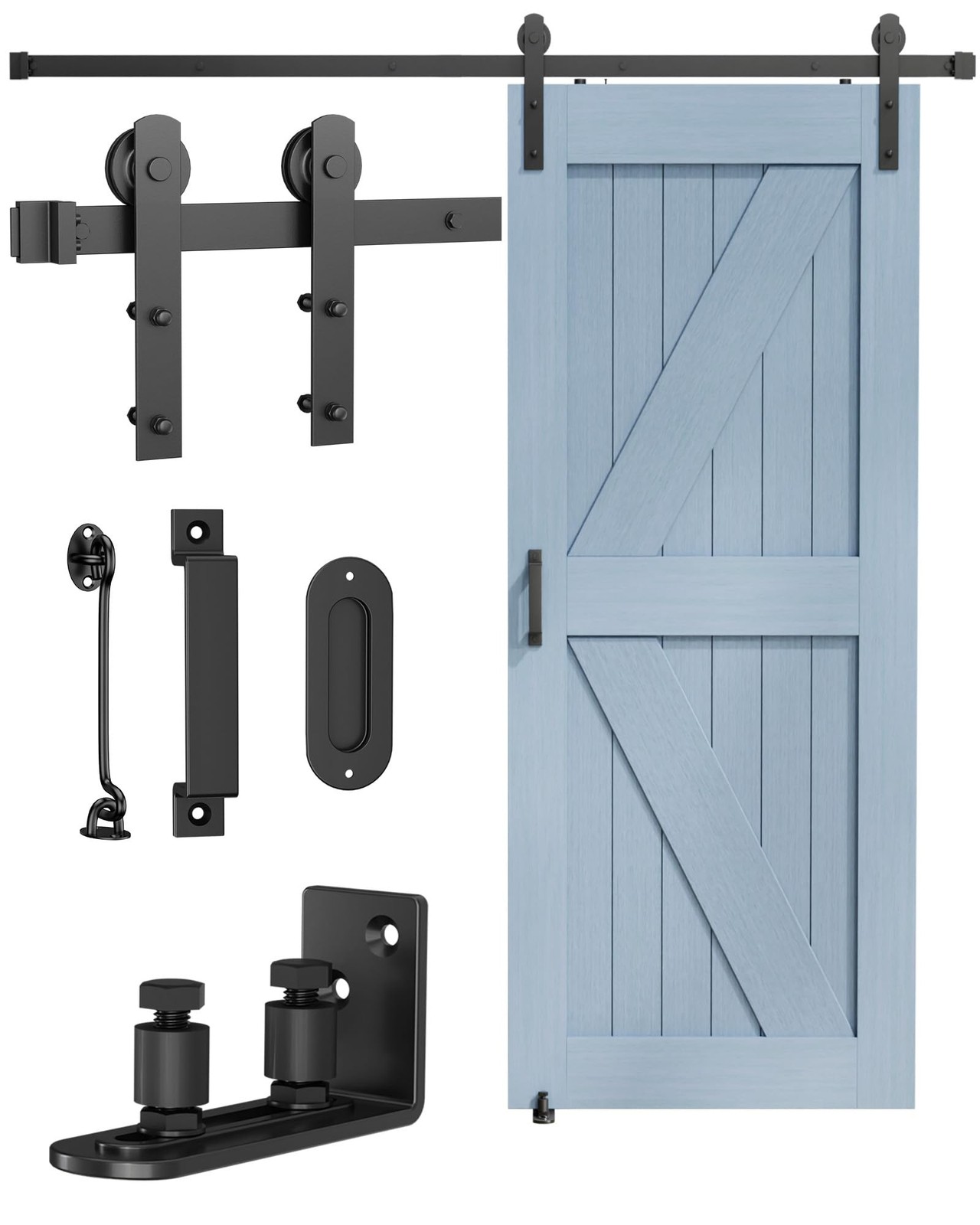 Titeck Barn Door Hardware Kit -6.6FT Sliding 6.6ft Whole Set, Black