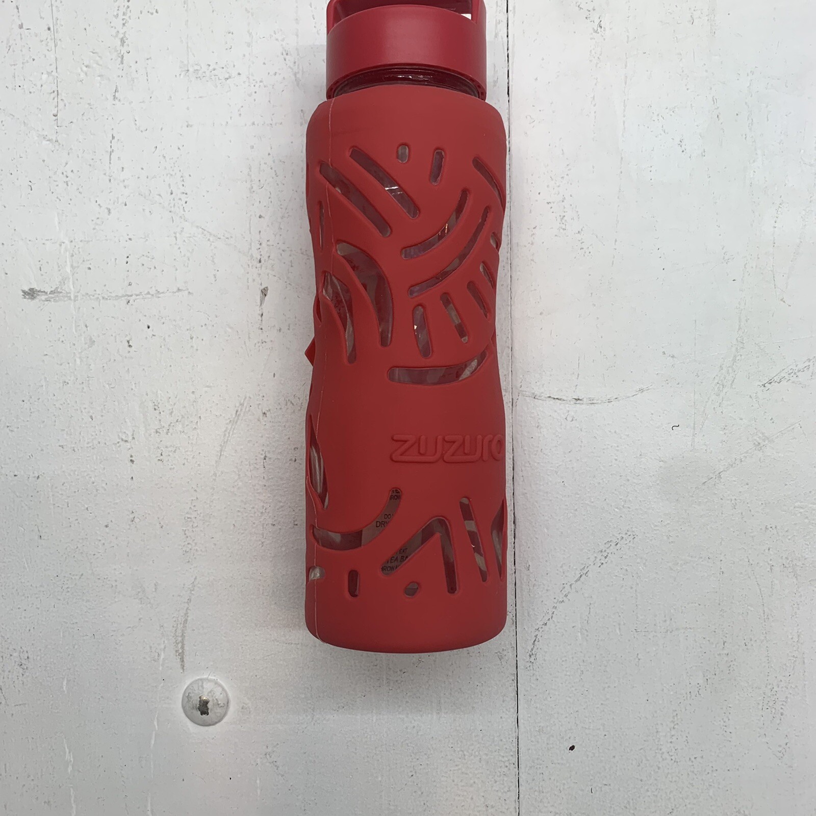 25oz Glass water bottle Red rubber cover