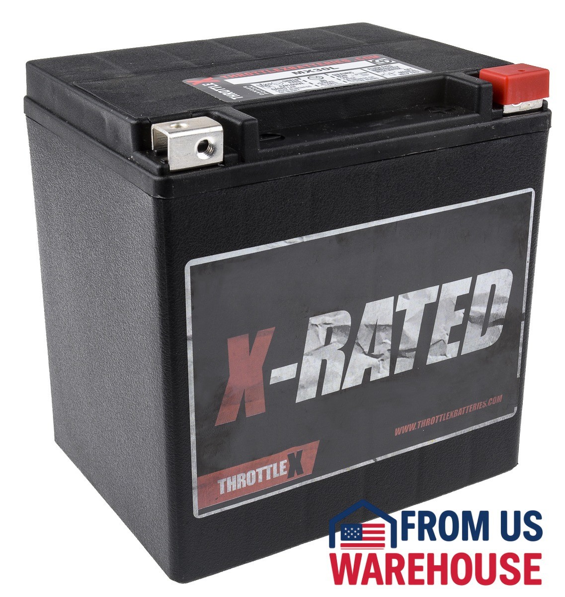 Throttlex Motorcycle Battery MX30L – 12V, 600+ CCA, 30Ah, Free USA Shipping
