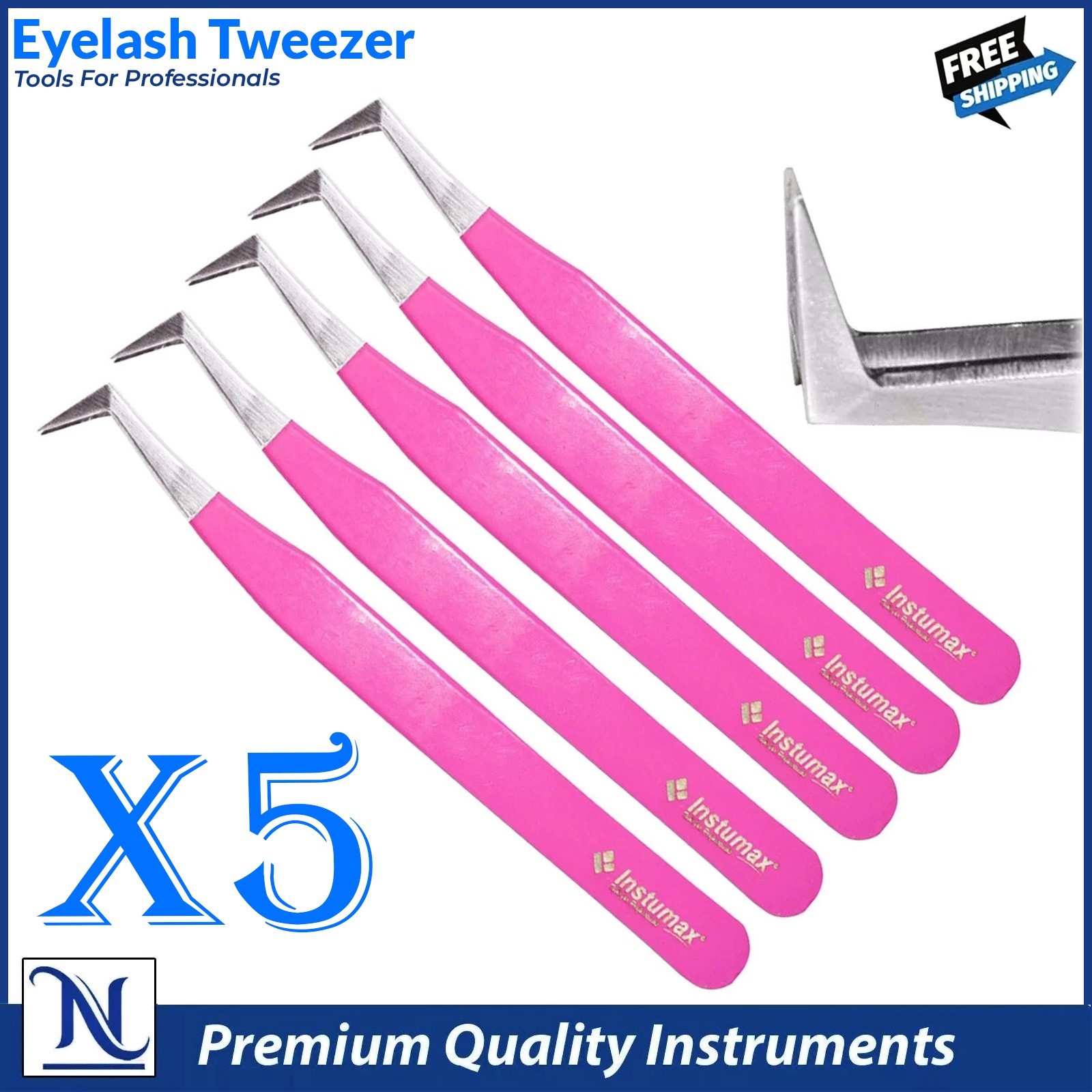 Anti‑Static L‑Type Tweezers – Professional Eyelash Extension Tool