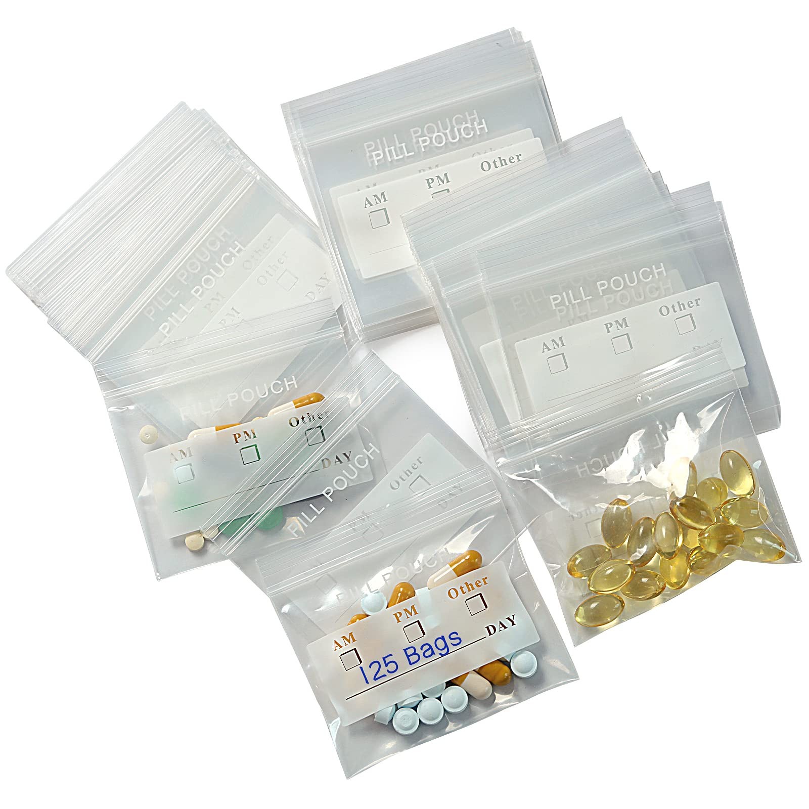 125 Packs 6 Mil Sturdy Pill Bags BPA Free Pack of 125, Writable-6mil