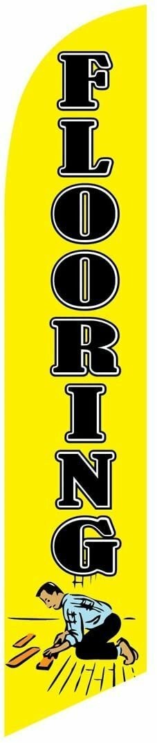 Flooring (yellow) Feather Banner Swooper Flag - NO WIND REQUIRED -...