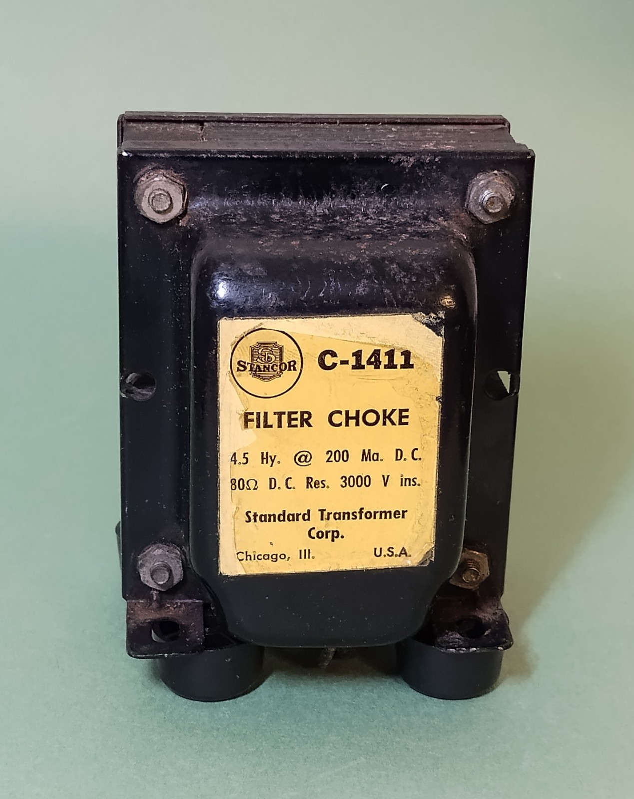 Stancor C-1411 Filter Choke: 4.5 Hy @ 200 mA DC, 80 DC Ω, 3000 V Insulation