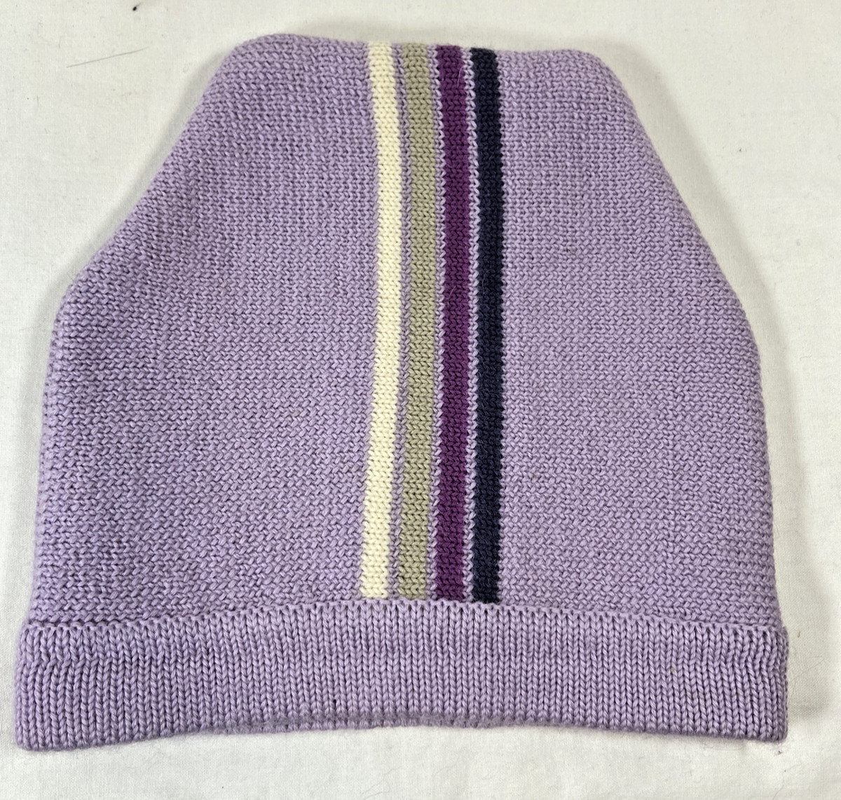 Lands' End Ski Cap 100% Wool Purple w/Stripes Youth Medium