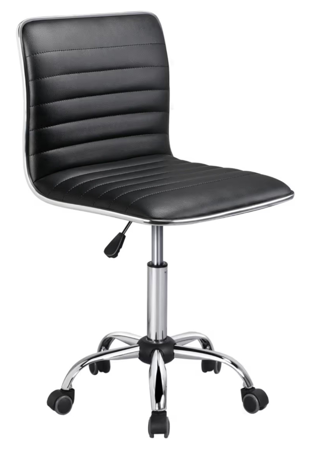 PU Leather Armless Task Chair W/ Wheels Adjustable Seat Ergonomic Design Office
