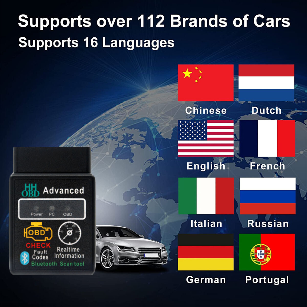 2022 For PC Android iOS OBD2 Car Bluetooth Scanner Code Reader ELM 327 Read
