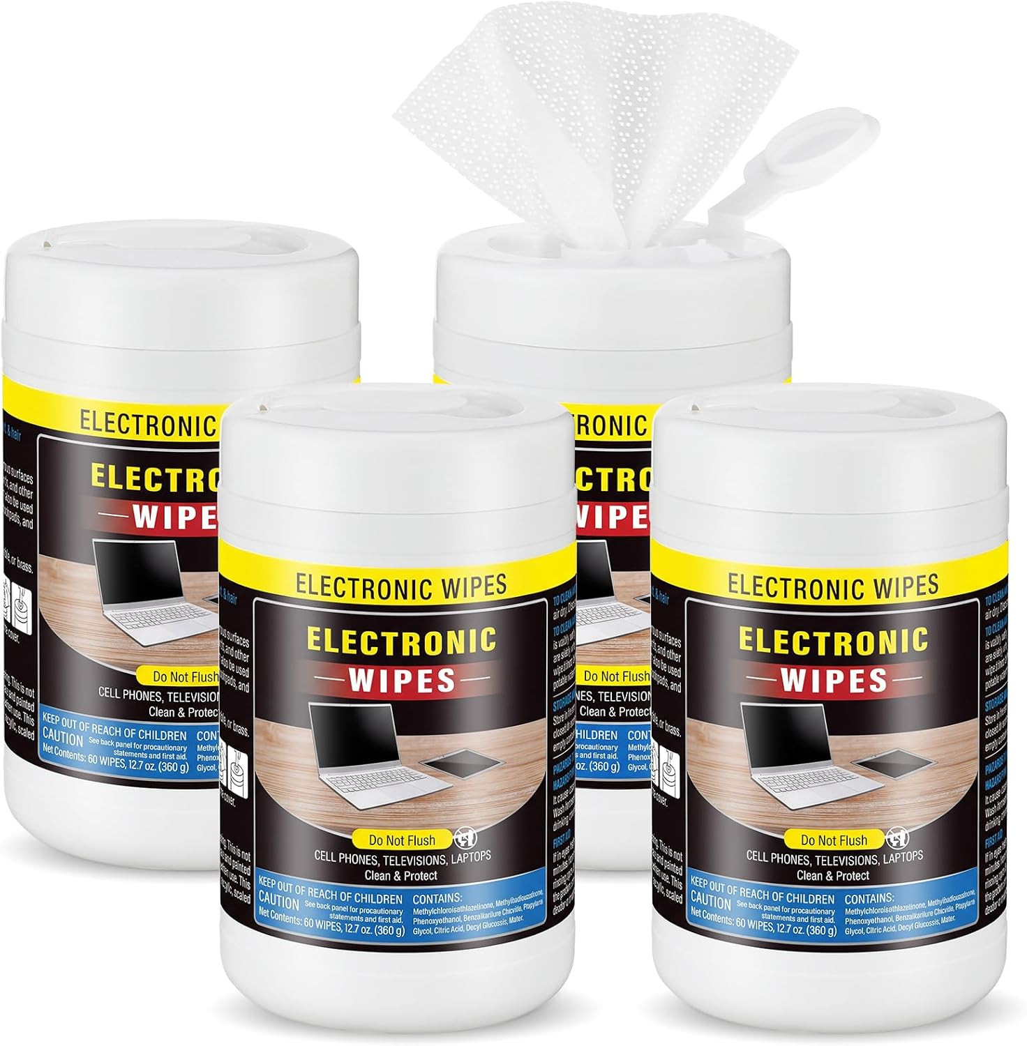 4 Pack 240 Count Electronic Wipes Screen Cleaner Wipes for Computer Laptop Monit