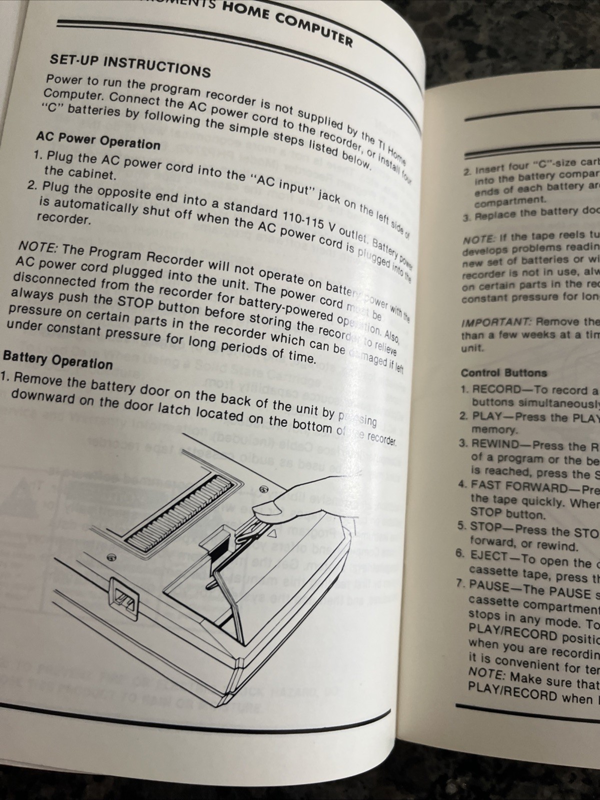TEXAS INSTRUMENTS PROGRAM RECORDER PHP2700 owners manual instruction reference