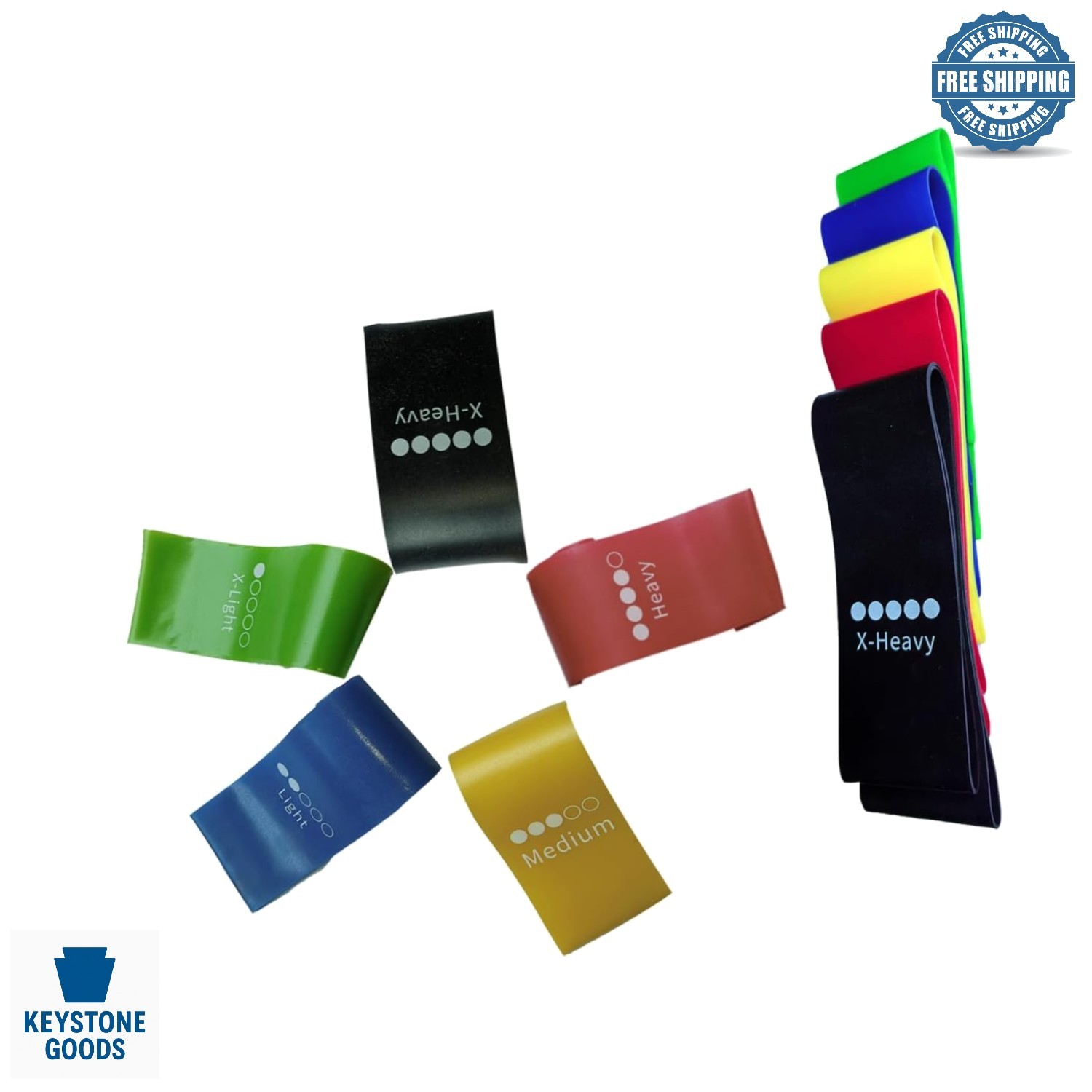 5-Piece Resistance Bands Set for Yoga, Pilates & Rehab - Multiple Tension Levels