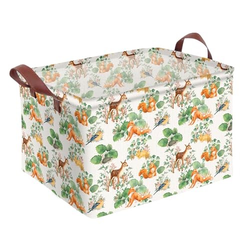 Storage Basket Home Forest Decor Waterproof Canvas Toy Storage Woodland Animal