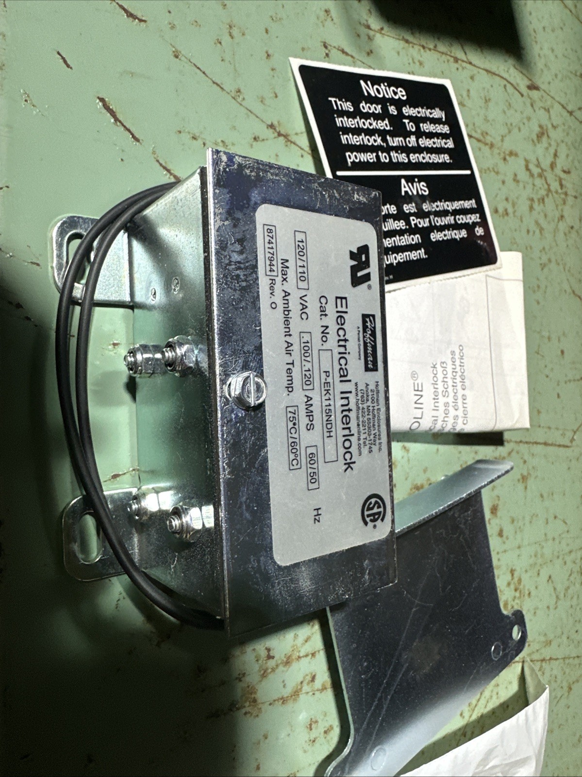 Hoffman PEK115NDH Electrical Interlock Hoffman 22989 120/110 VAC