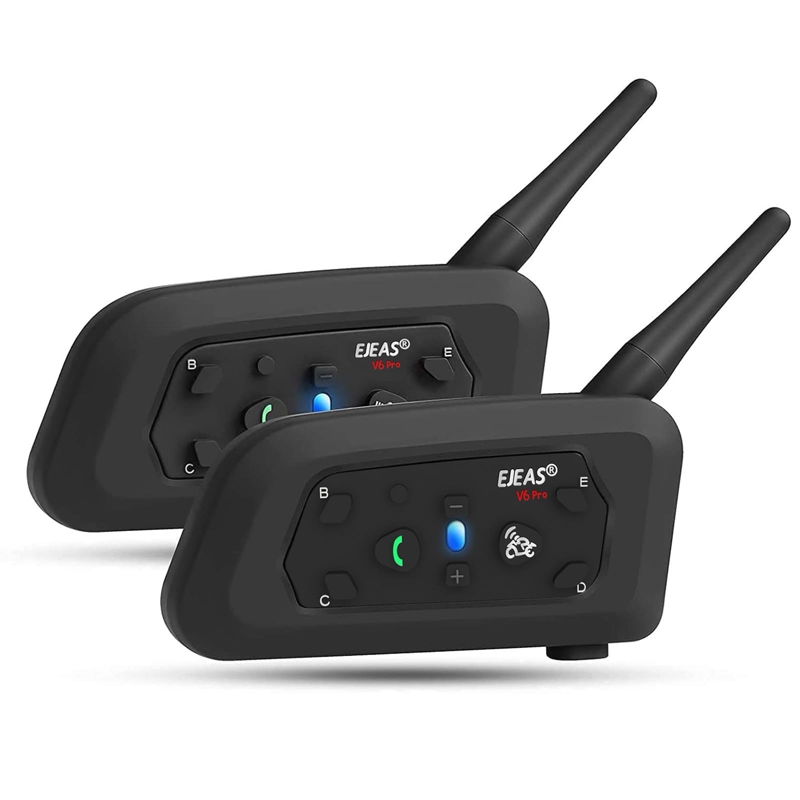 V6 Motorcycle Intercom 2Way 1200M Helmet Headset Wireless Bluetooth Speaker 2PC