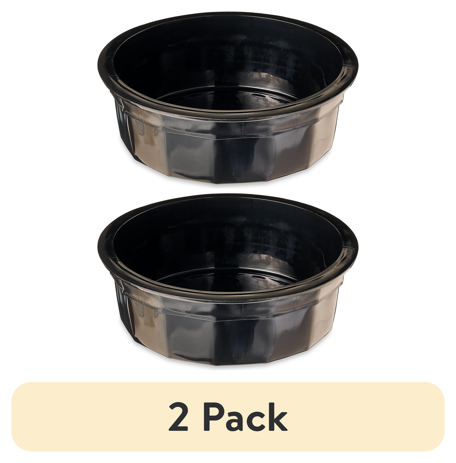 (2 pack) Large Crock Dog Bowl, Black