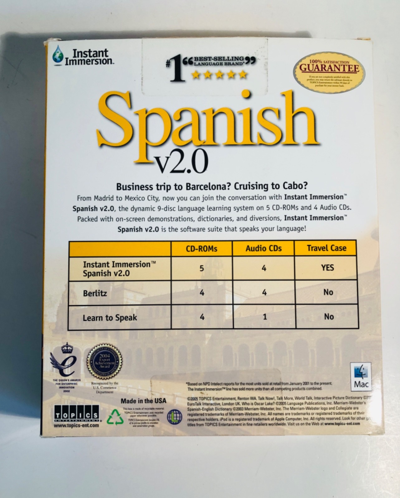 Instant Immersion Spanish Version 2.0 CD-ROM 9 Disc Set Unused CD Case IPod Comp