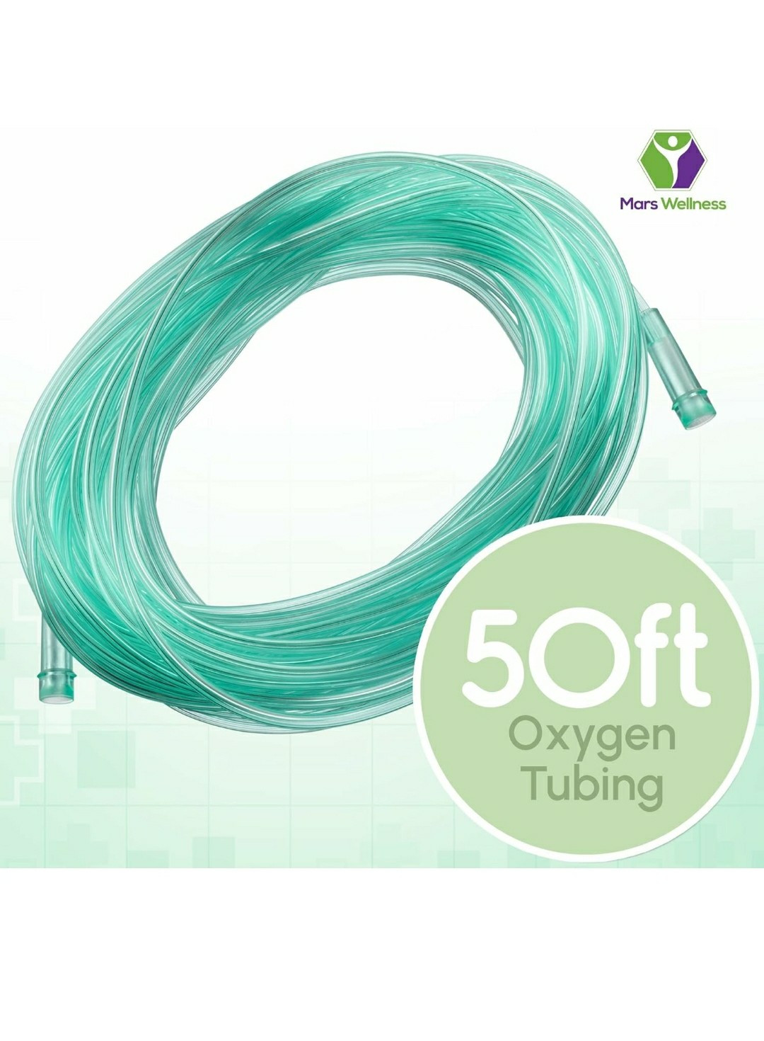Oxygen Tubing Tube Hose 50' (50 Ft) Tubing Green, 2 Pack - Latex Free, 6 Channel