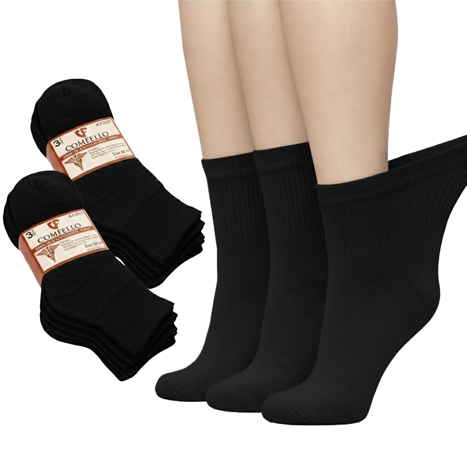 3-12 Diabetic Quarter Ankle Socks Non-Binding Circulatory Cotton Mens Women 9-13