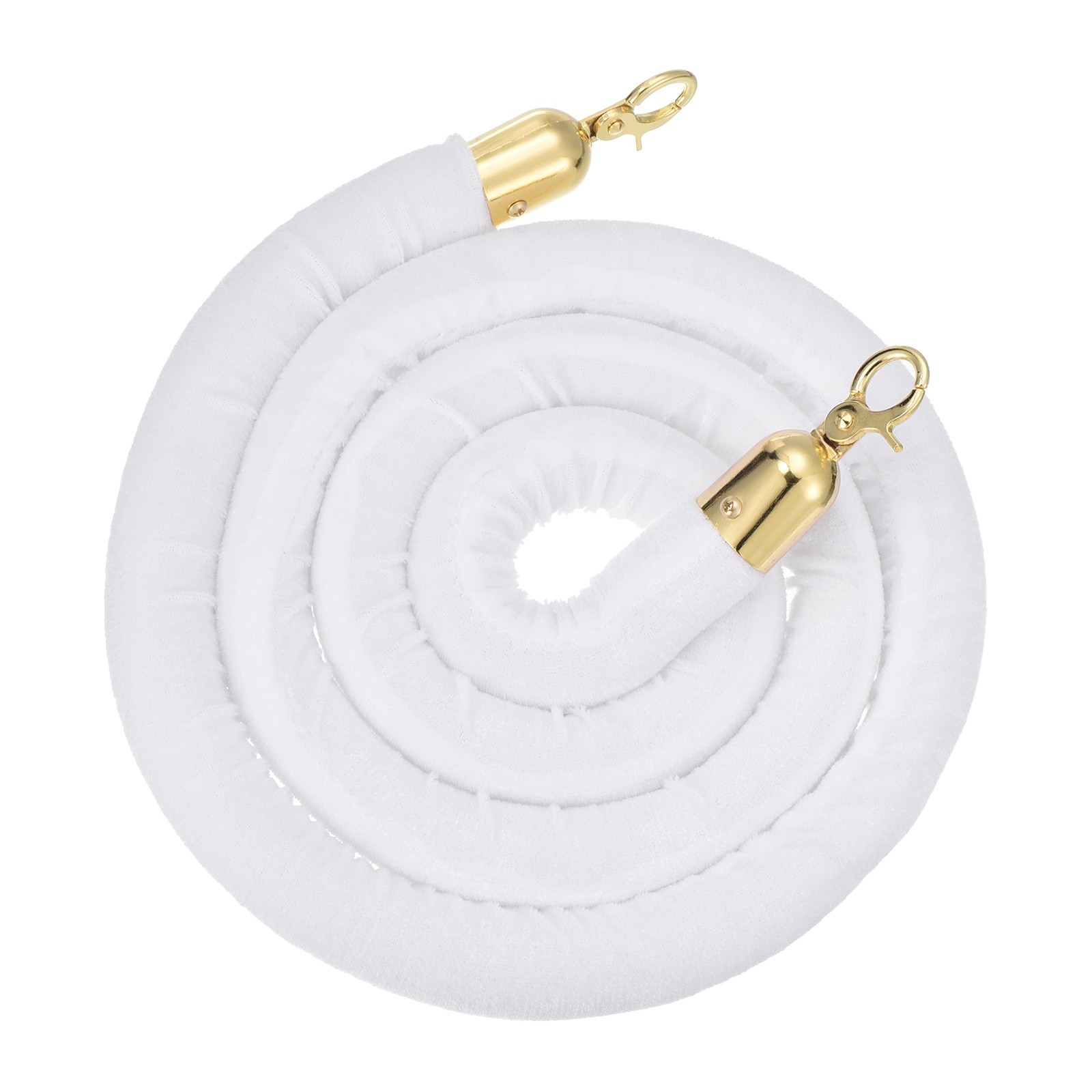 Velvet Stanchion Ropes with Gold Buckle, (6.6Ft X1.26 Inch, White) (1Pcs)