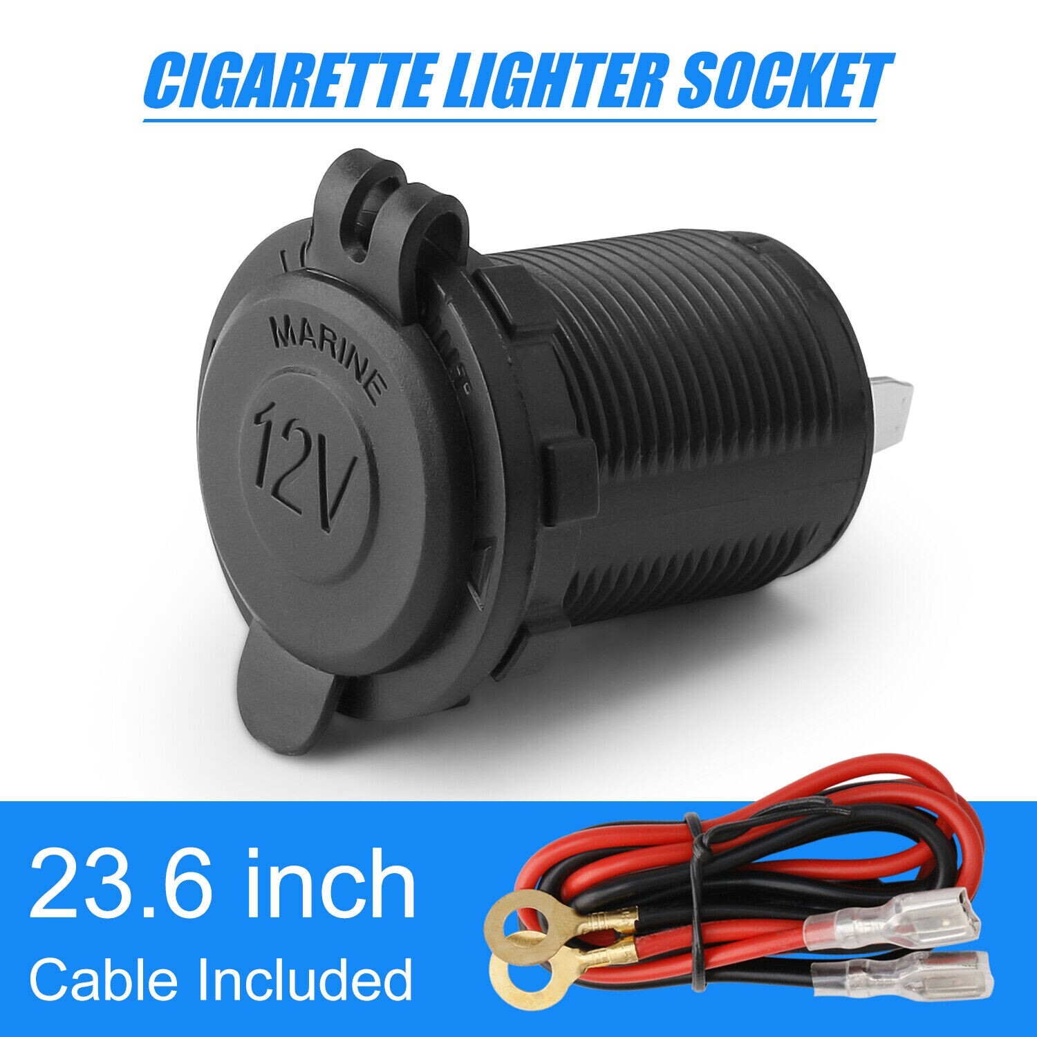 12V Cigarette Lighter Socket Power Plug Outlet Car Marine Motorcycle Receptacle