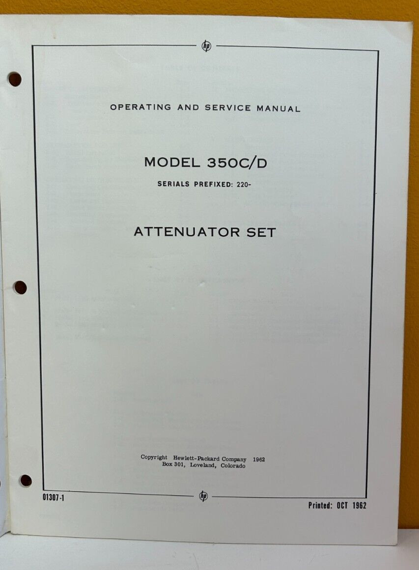 HP / Agilent 350C/D Attenuator Set Operating & Service Manual.