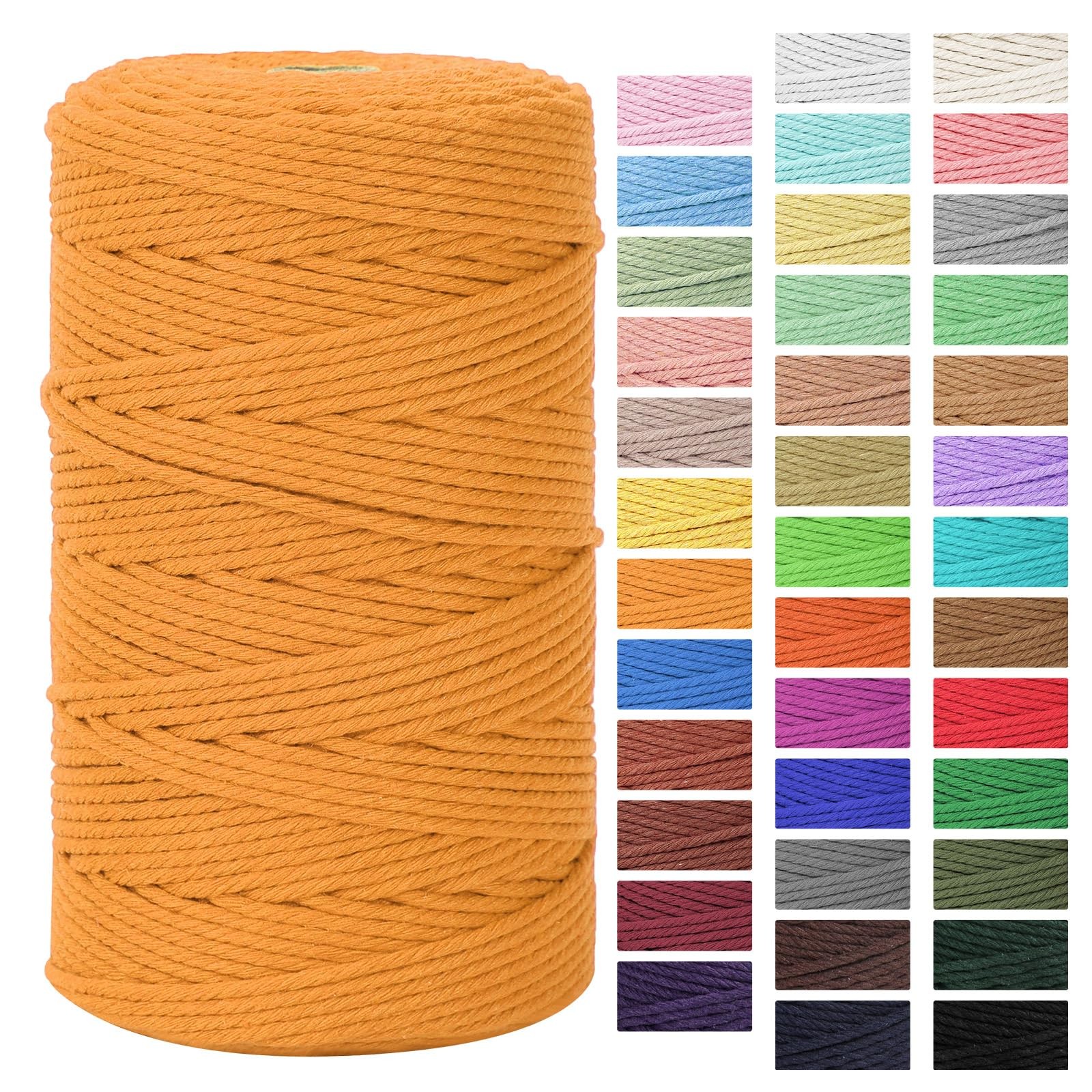 3mm x 164yd Yellowish Brown Macrame Cord 4-Strand Natural Cotton Rope