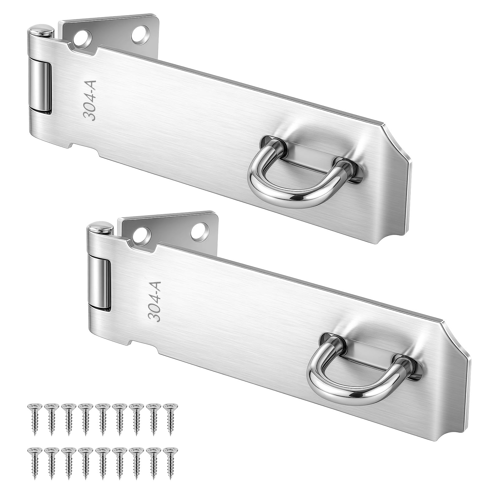 2 Pcs Door Locks Hasp Latch, 5 Inch Stainless Steel Safety Packlock Clasp