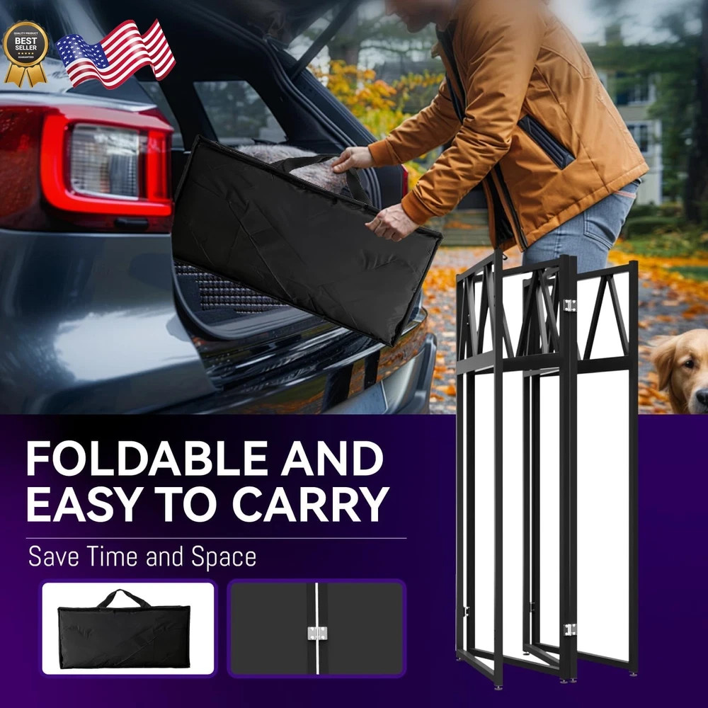Portable DJ Booth,Foldable DJ Table Stand with Light Stand White & Black