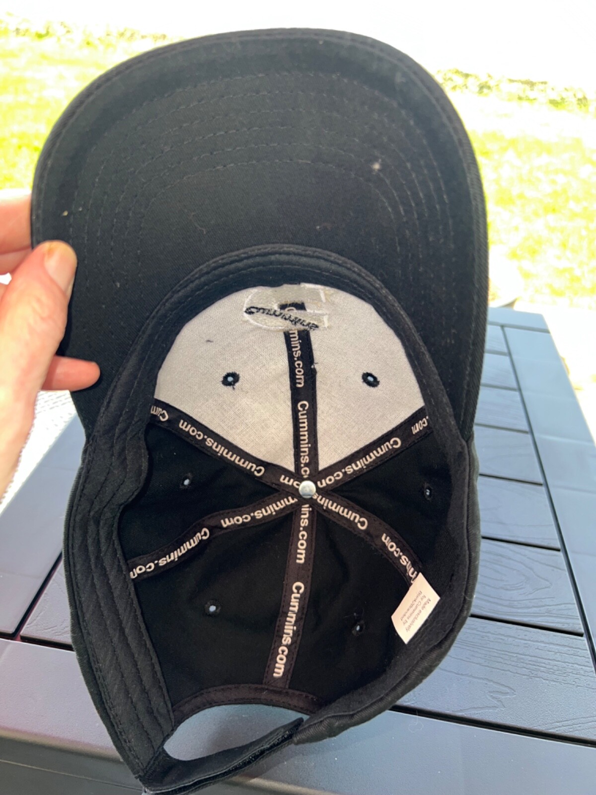 Cummins Black Hat with White C black Letters Hat Cap Hook Loop EUC Cummins.com