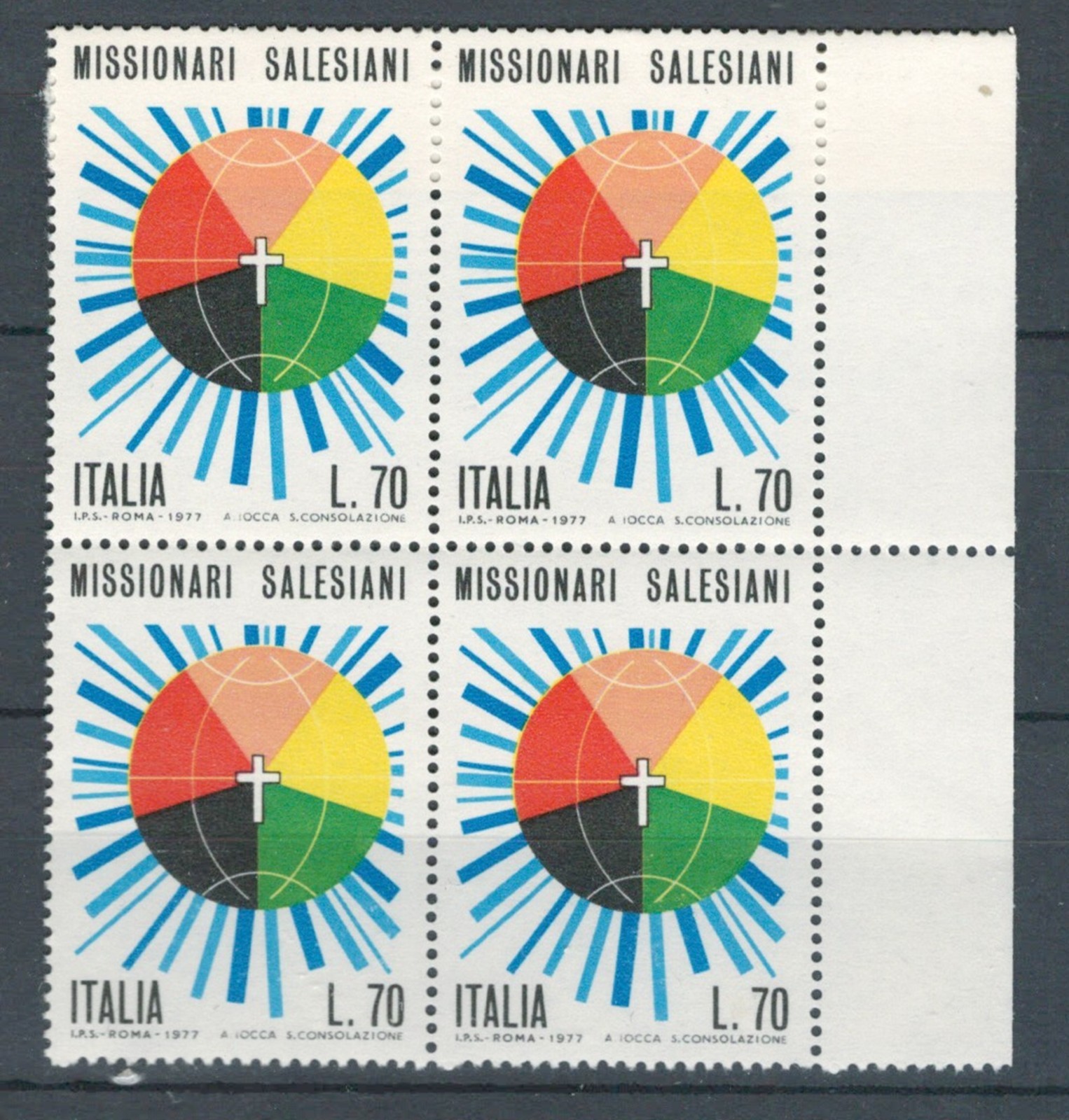 ITALY EUROPE SALESIANI MISSION COMMEMORATIVE X 4 MNH STAMPS LOT (ITALIA 415)