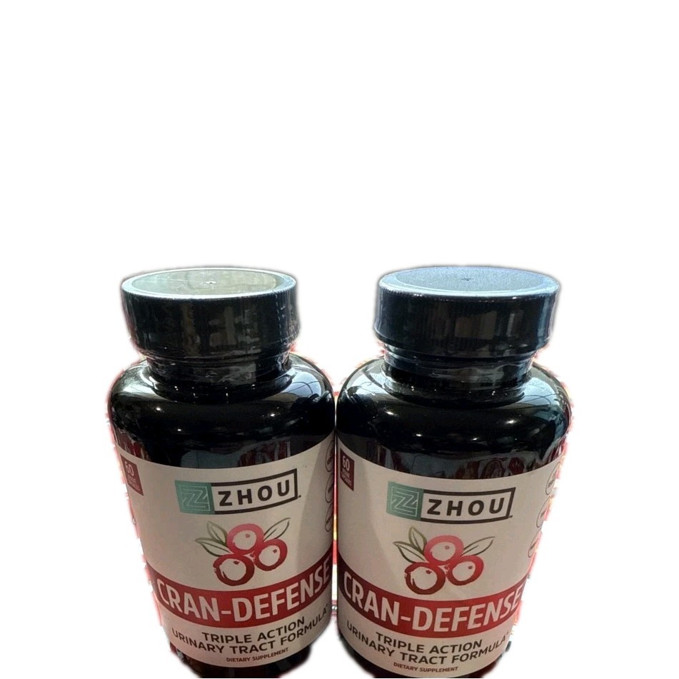 2X Zhou D-Mannose with Cran-defense Triple Action 60 Veggie Capsules Exp 07/26+