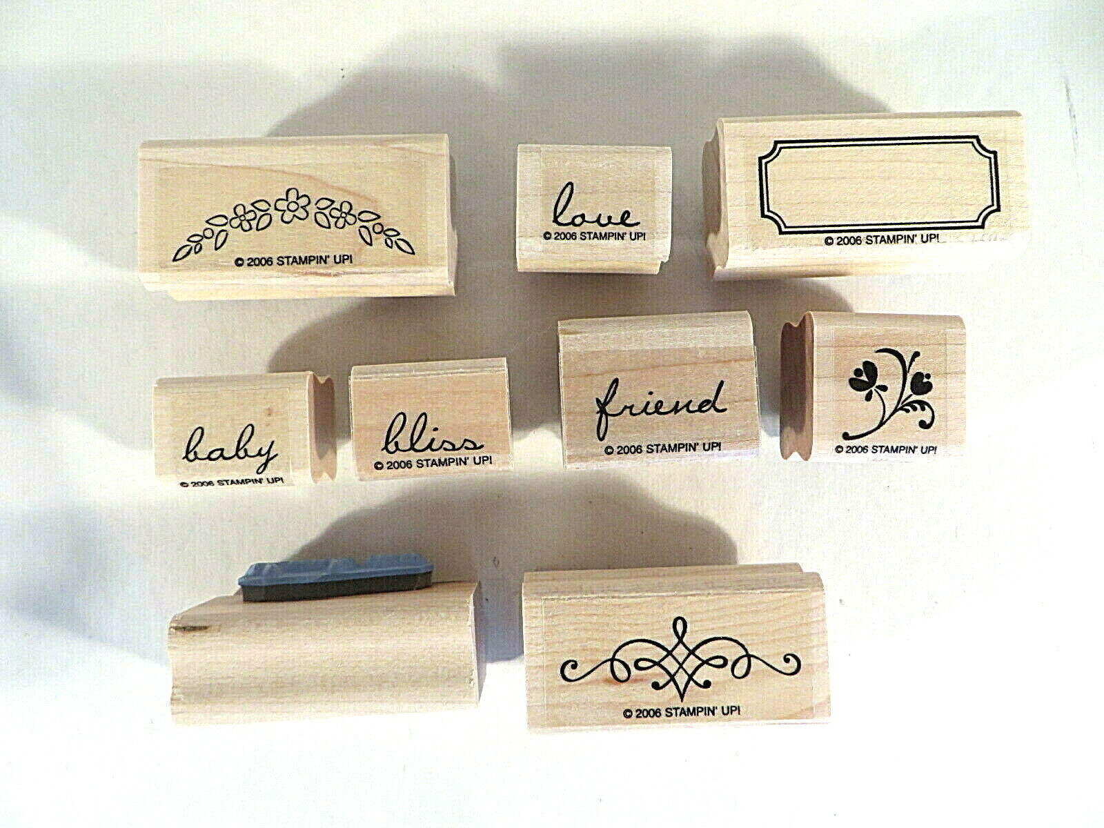 Stampin'UP! Wood Mounted Stamps 'Noteworthy'  Baby Blue Set of 9