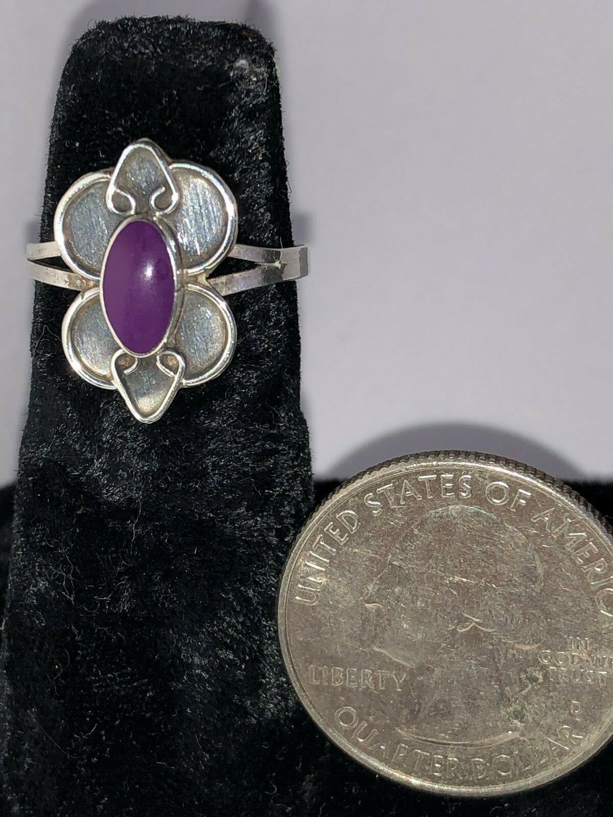 Sterling ring with purple marquise stone
