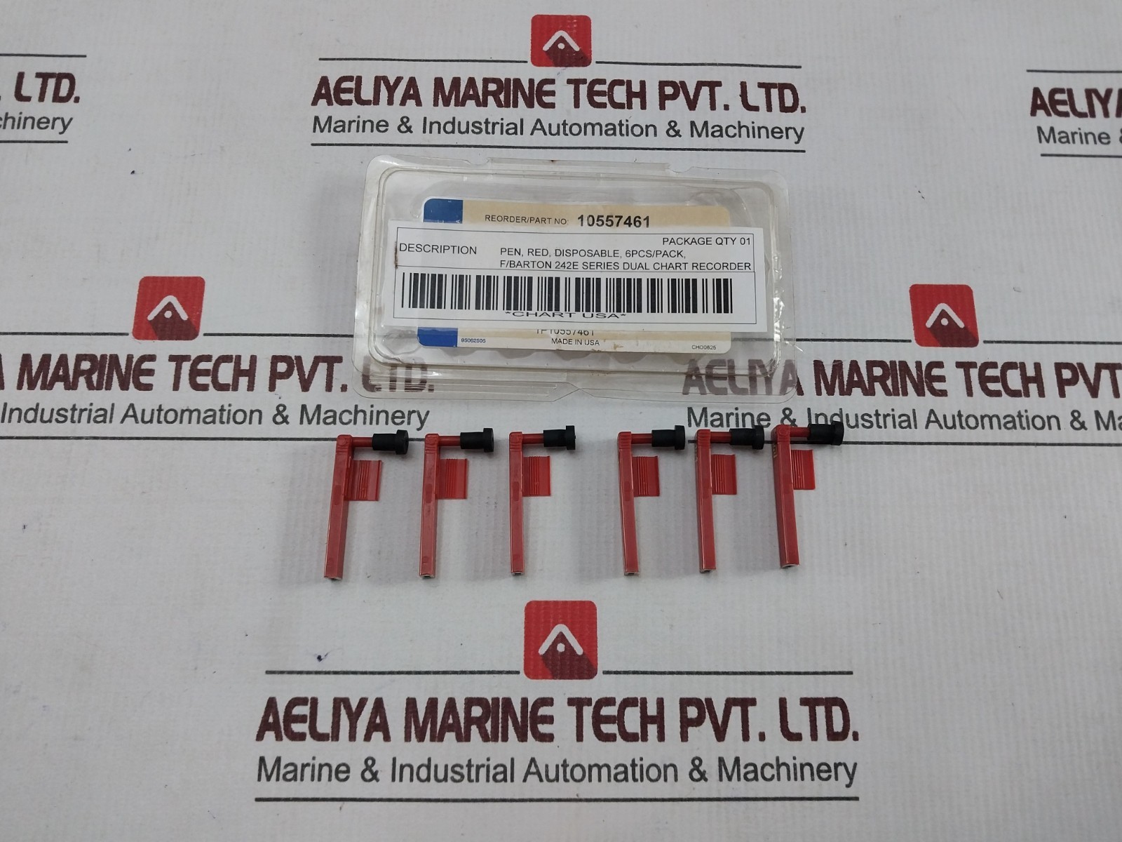 Lot of 6X GRAPHIC CONTROLS 10557461 Red MKR Chart Recorder Red Pen CHO0625