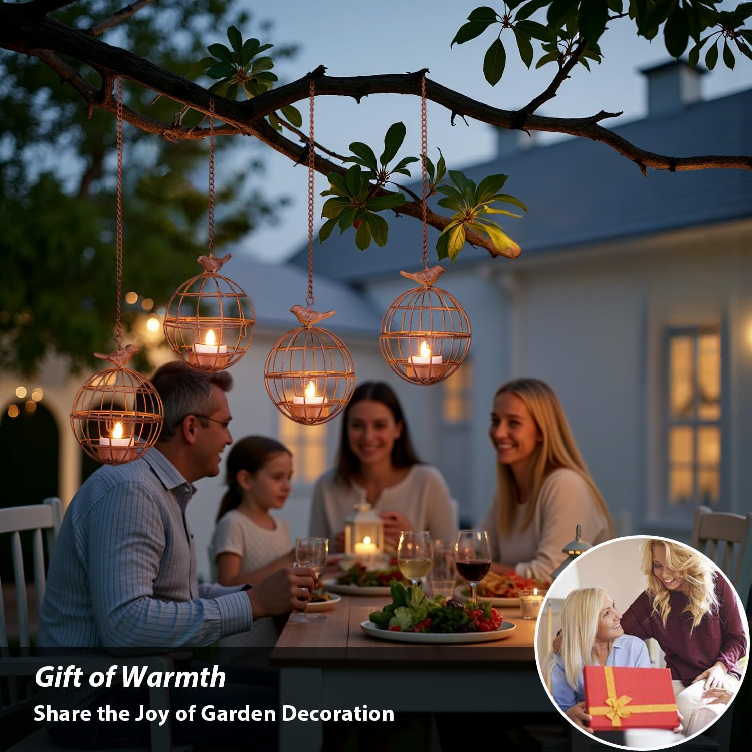 4 Pack Solar Hanging Lantern Lights Outdoor Birdcage Patio Decor