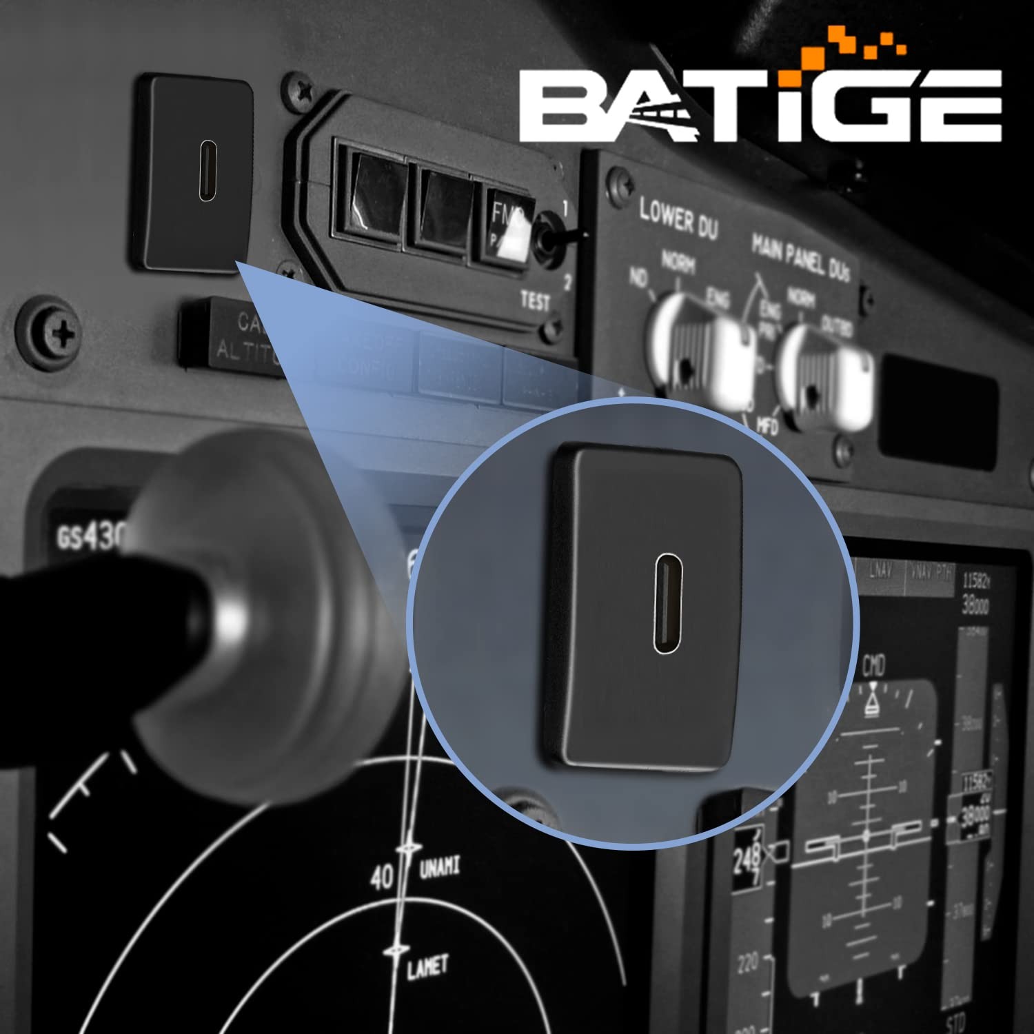 BATIGE Square Type C 3.1 Car Flush Mount Cable USB C 3.1 Panel Mount Male to ...