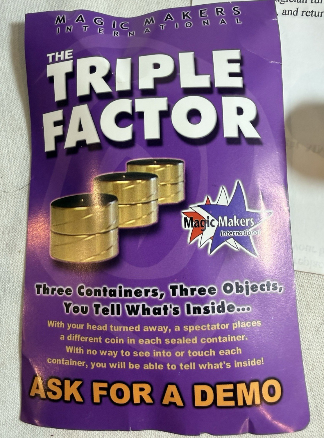 Magic Makers TRIPLE FACTOR Mentalism Effect Magic Trick, 3 Brass Boxes