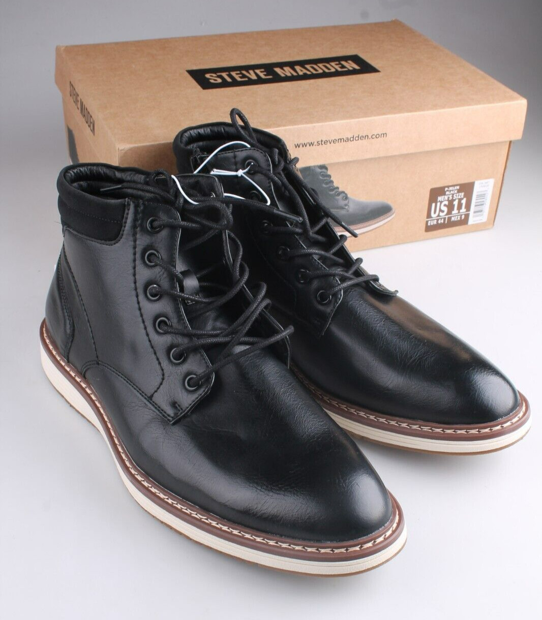 Steve Madden “P-Jelen” Men’s Side Zip Chukka Dress Comfort Boot Black NEW