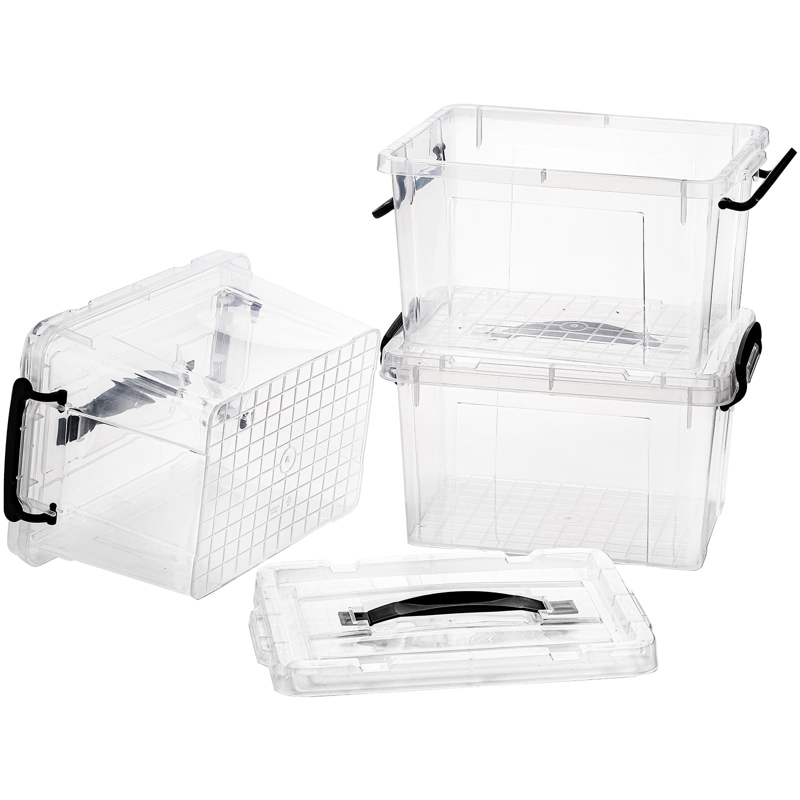 Nicunom 4 Pack 6 Quart Clear Storage Latch Box, Plastic Storage Bins with Lids,