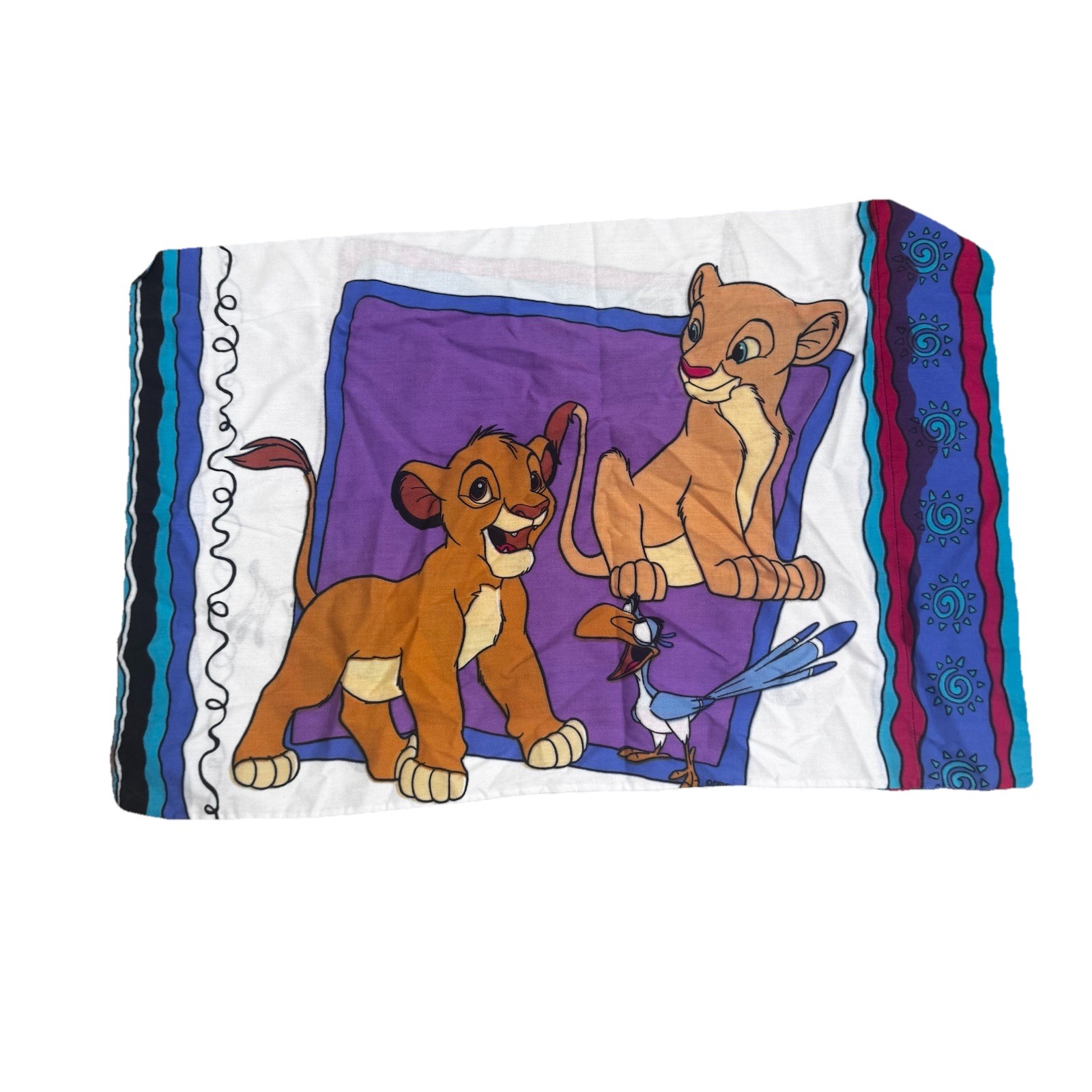 Vintage Disney Lion King Double Side Simba Nala Timon Pumba Standard Pillow Case