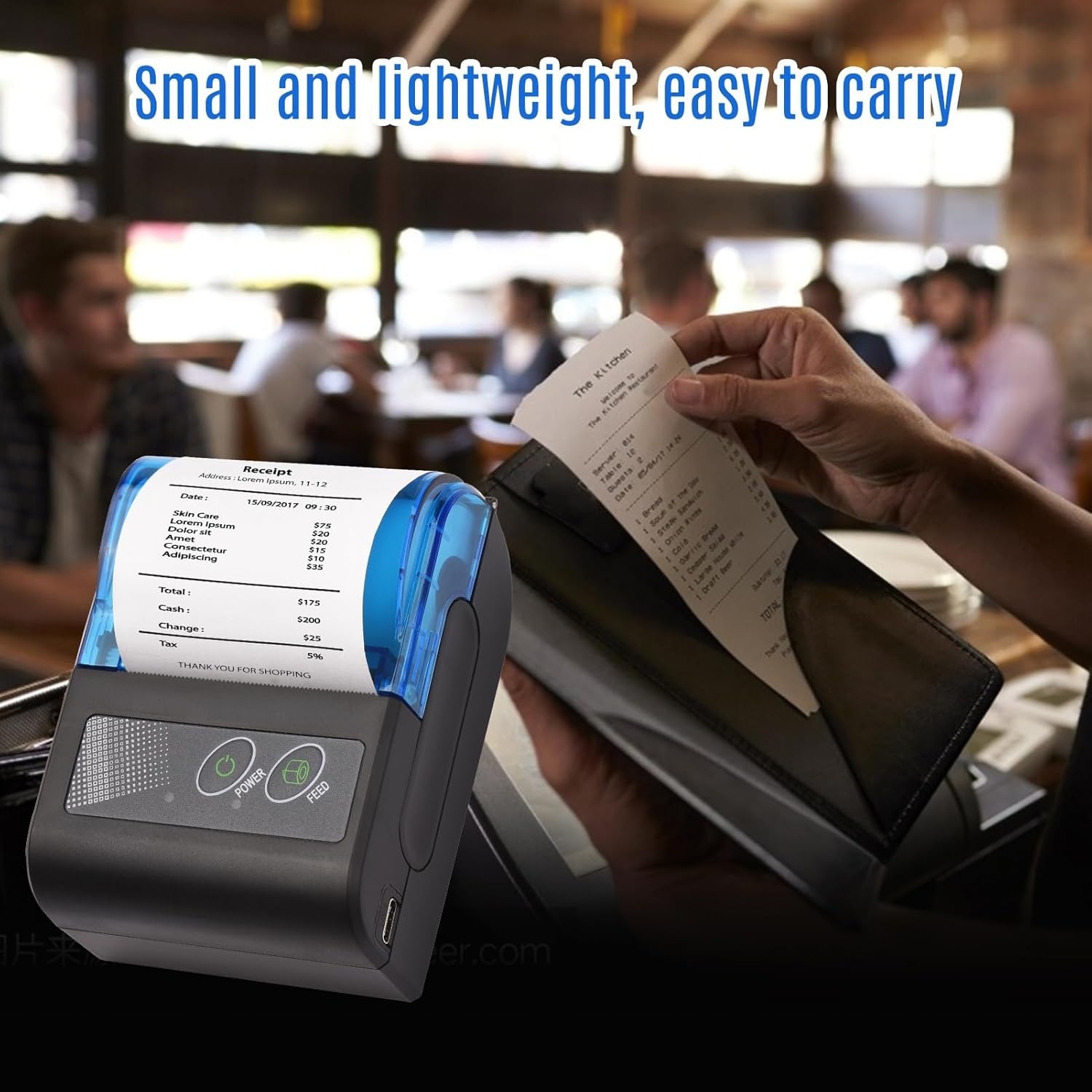 Receipt Printer, Portable Mini Thermal Receipt Printers USB Receipt Bill Tick...