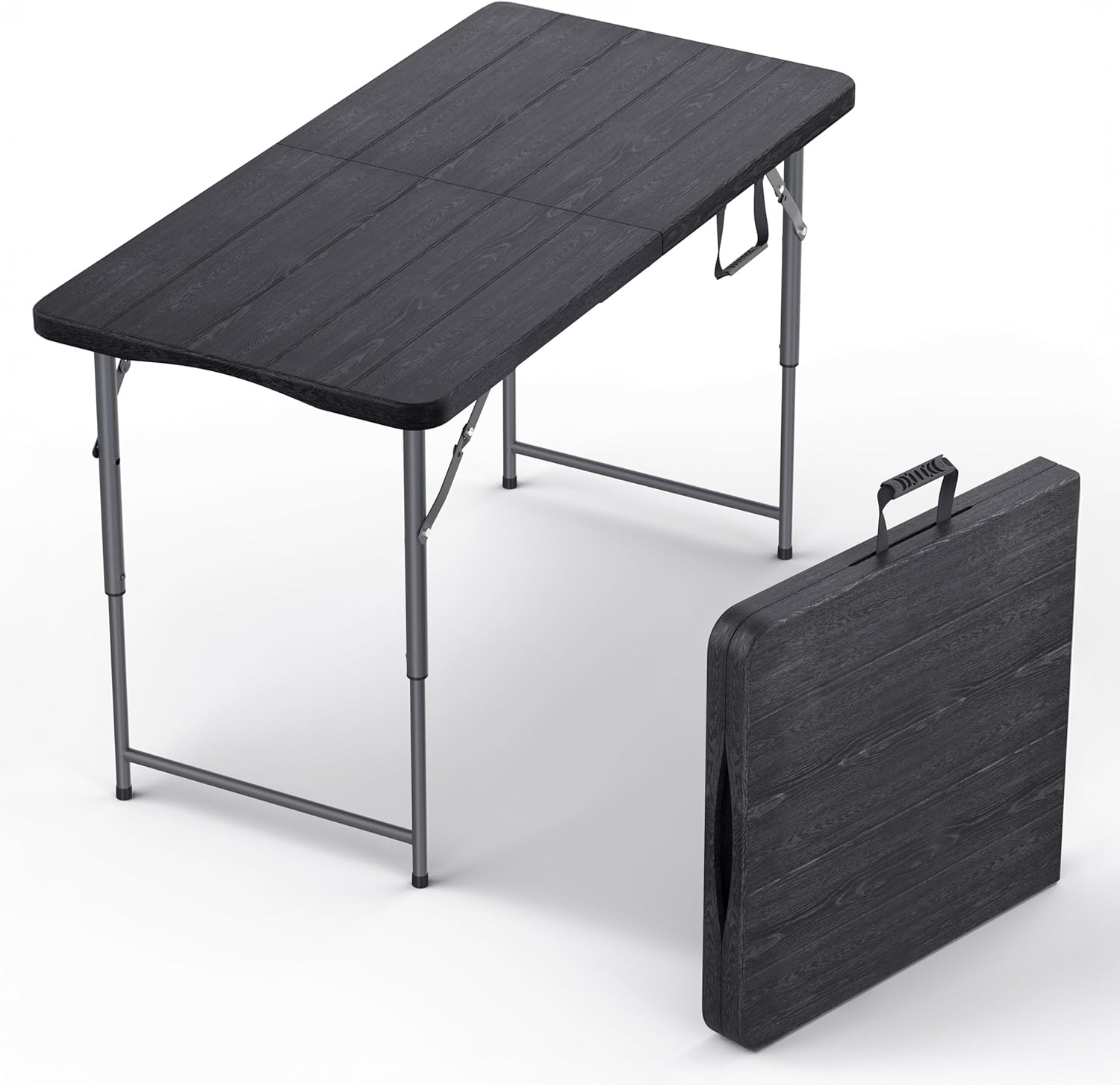 4 Feet Foldable Table Adjustable Height with Built in Handle, Steel Legs | 4FT H