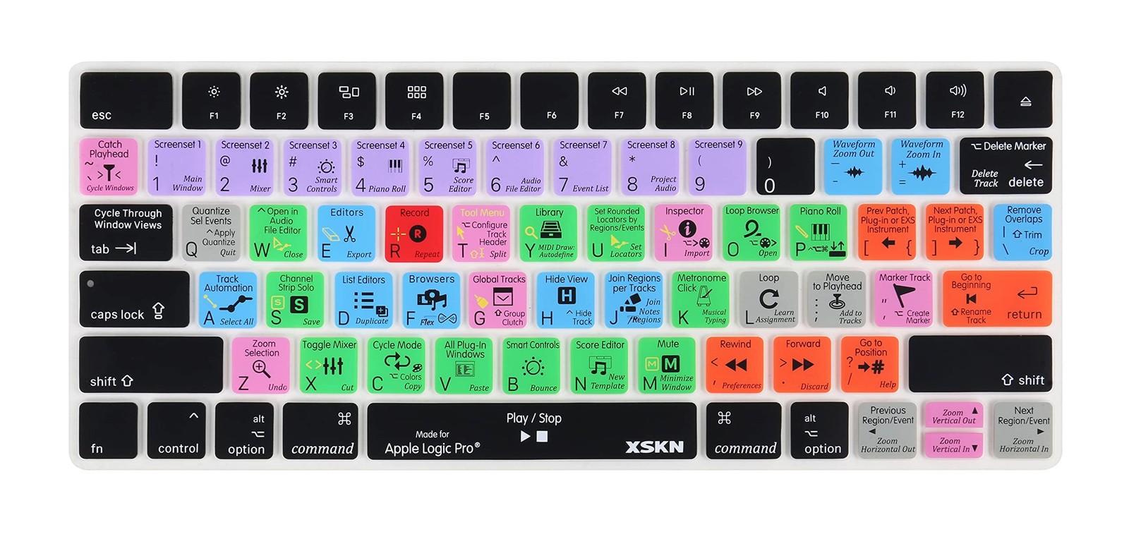 Logic Pro English Shortcut Silicone Keyboard Cover Skin for 2015 Released Mag...