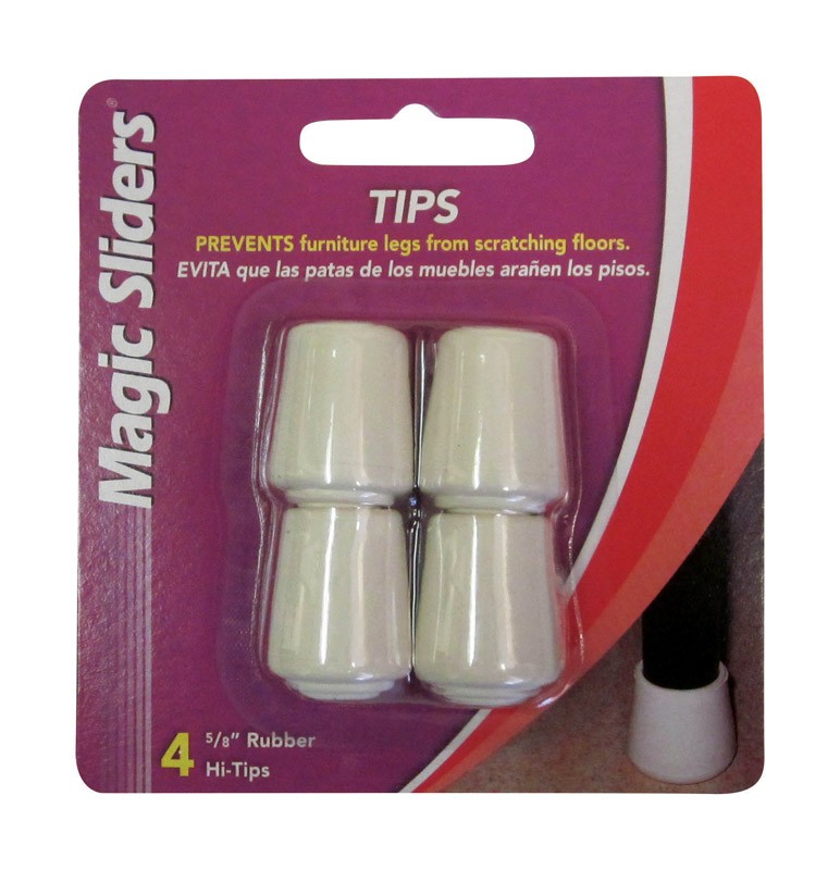Magic Sliders 94177 White Round Rubber Furniture Leg Tips 5/8 in.