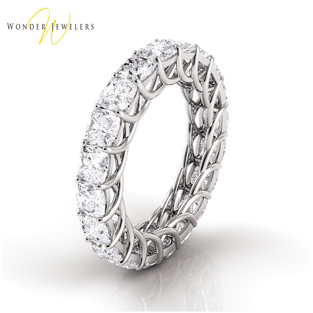 2.5ctw Cushion Diamond Trellis Set Eternity Band in Platinum (G-H/VS2)