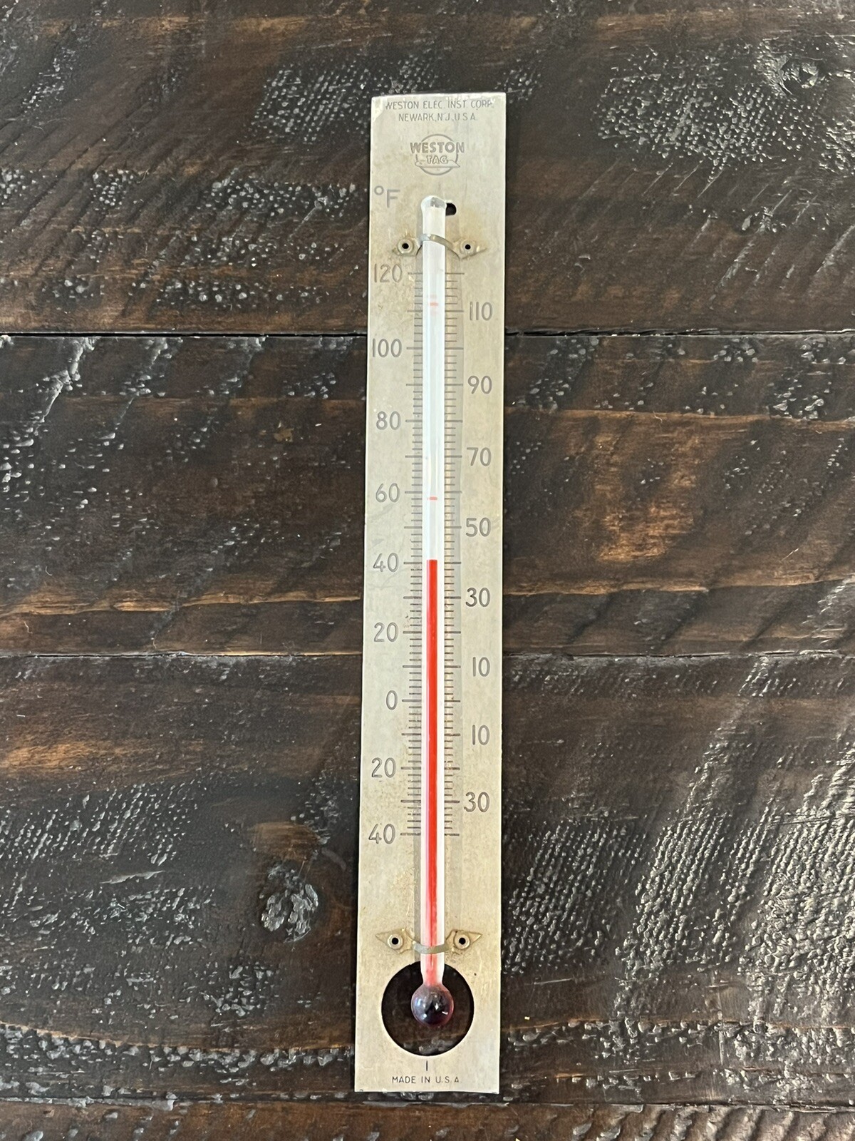 Vntg Weston Electric Instrument Corp TAG Thermometer Made in USA 9.75" Stainless