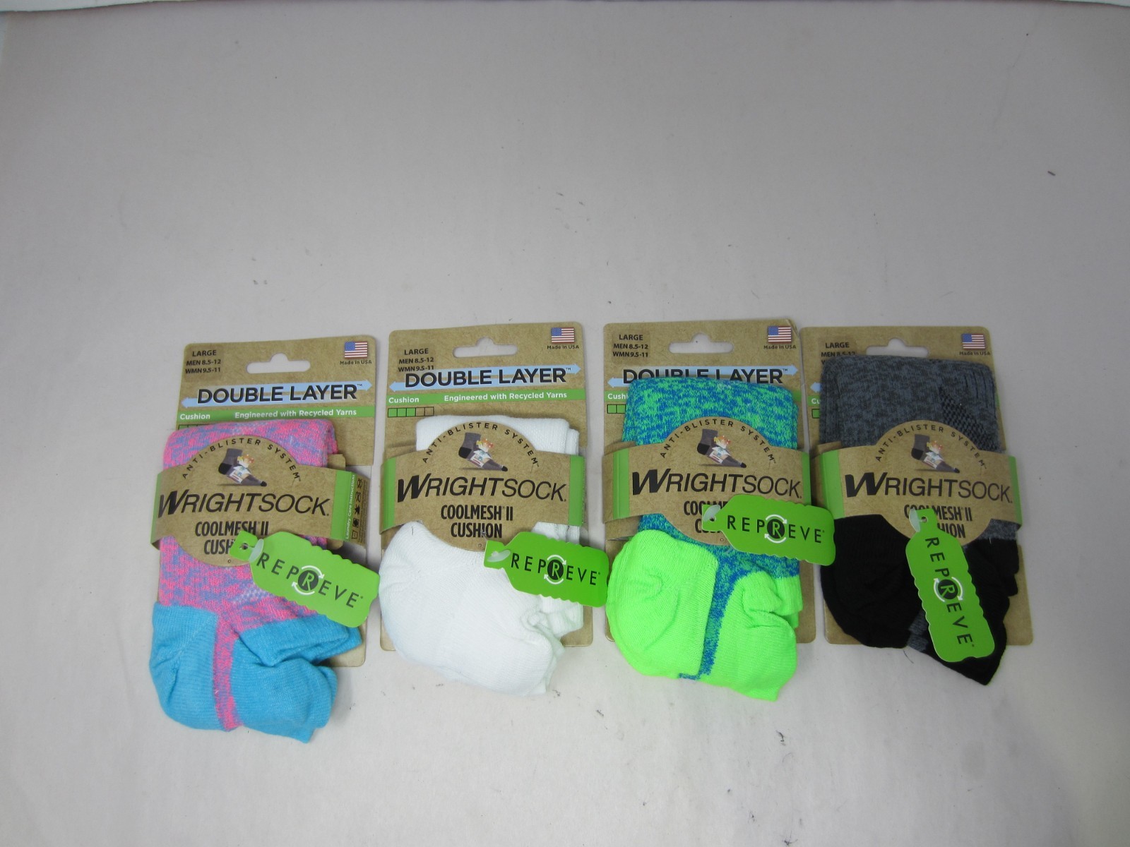 NEW 3 Pack Wrightsock Double Layer Running Tab Length Socks Large $63 Retail