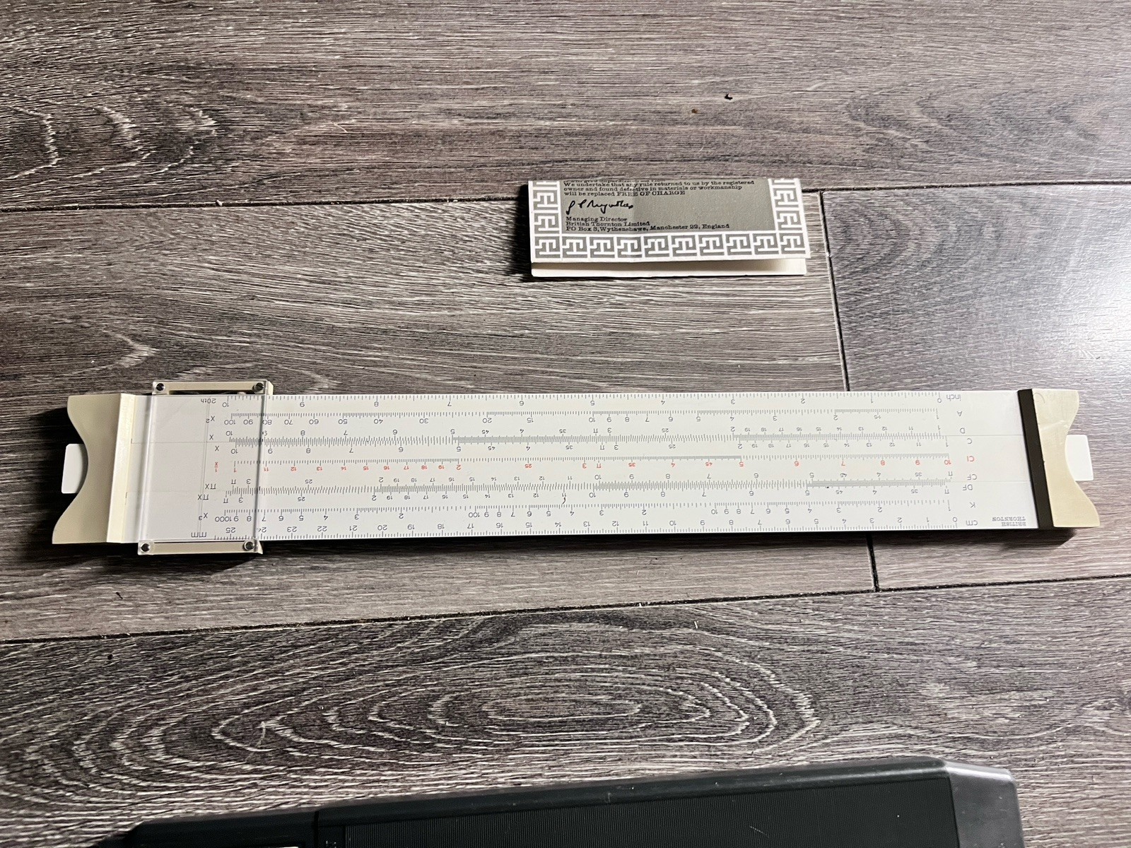 VINTAGE BRITISH THORNTON COMPREHENSIVE WHITE SLIDE RULER ENGINEERS SCALE RULE