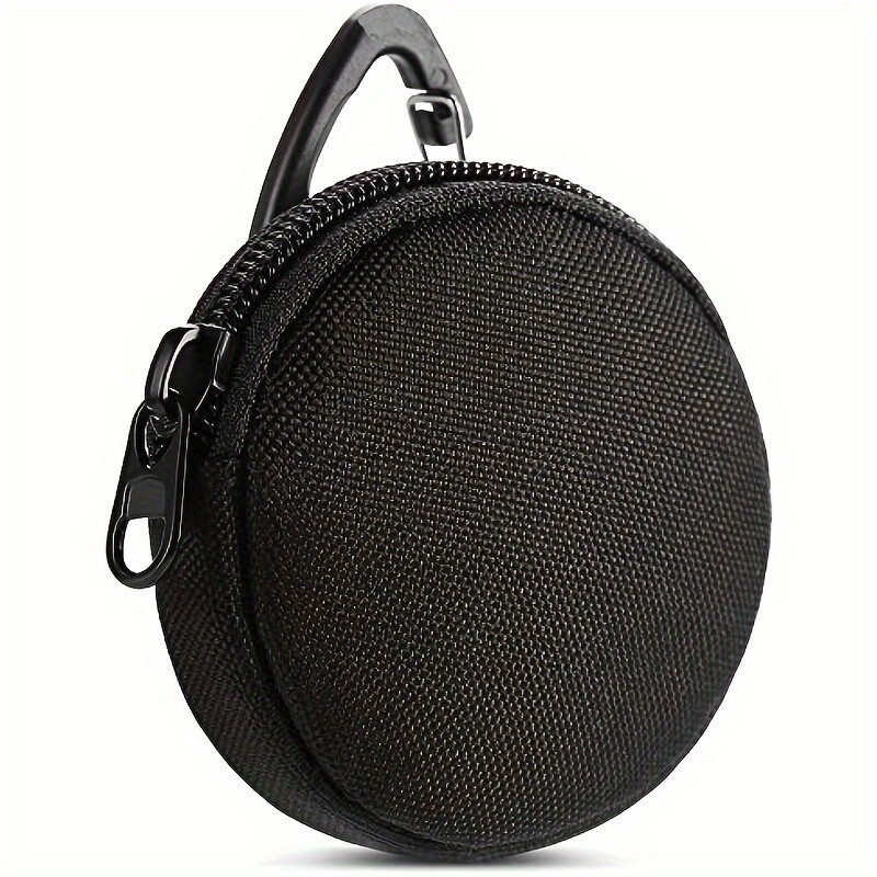 Tactical Outdoor Round Key Coin Earphone Pouch with Hanging Buckle