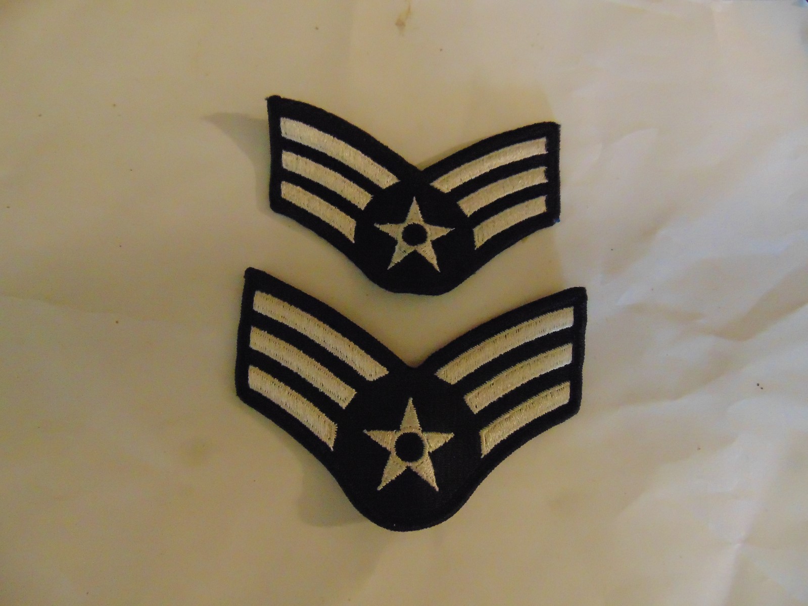 MILITARY PATCH US AIR FORCE RANK SET OF 2 SENIOR AIRMAN APPROX 4 INCHES LARGE