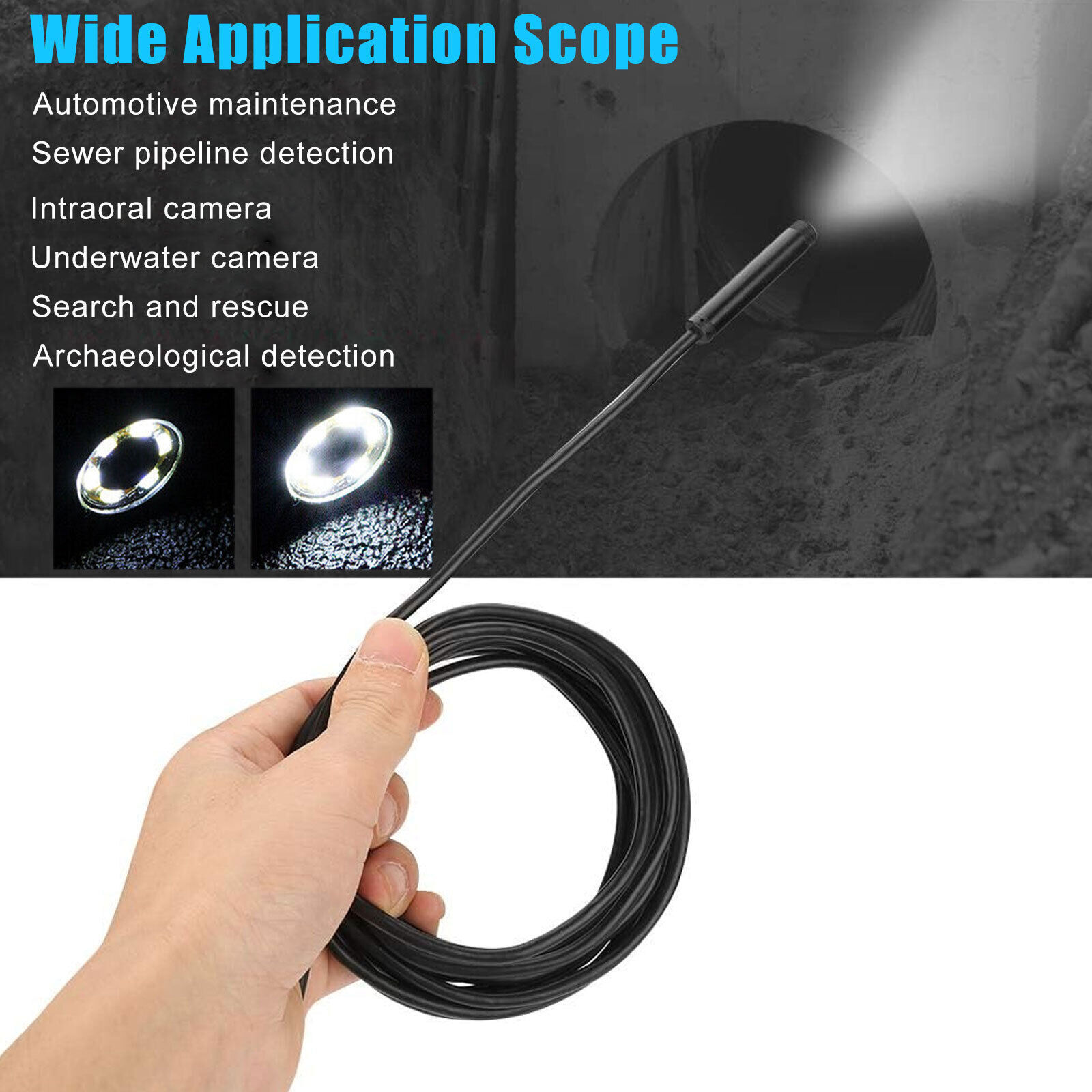 6LED HD Snake Endoscope Borescope Inspection Camera for USB Type C Android PC