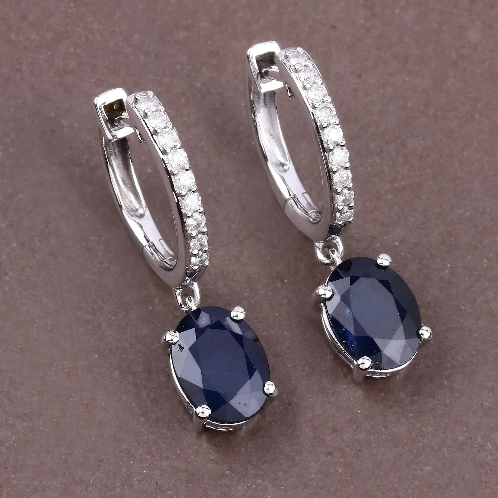 5.60 Ct Oval Cut Natural Sapphire Diamond Wedding Earring White Gold Finish Stud